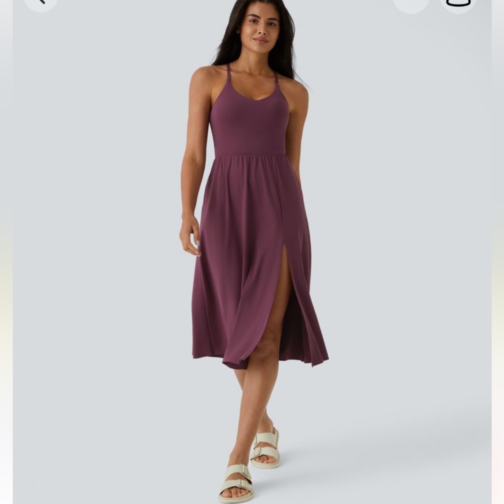 Brand new dress by Halara in size XS in a wine color, flowy midi length